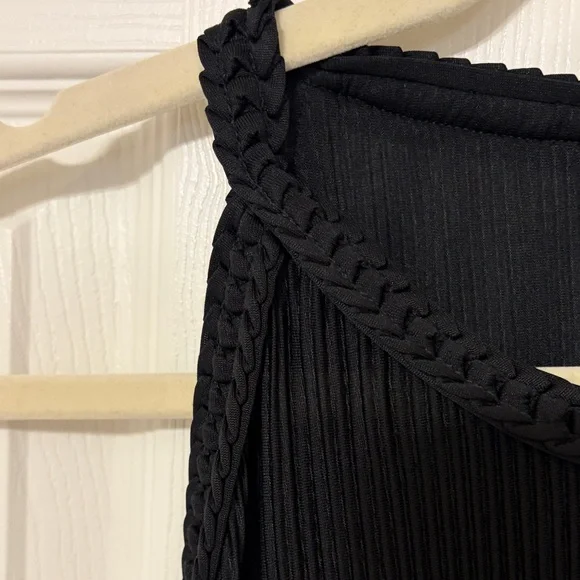 BODEN Halterneck Plisse Jersey Maxi Dress Black 12P - Picture 7 of 13